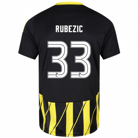 Kandiny Gyermek Slobodan Rubezic #33 Fekete Sárga Idegenbeli Jersey 2024/25 Mez Póló Ing