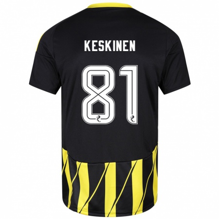 Kandiny Gyermek Topi Keskinen #81 Fekete Sárga Idegenbeli Jersey 2024/25 Mez Póló Ing