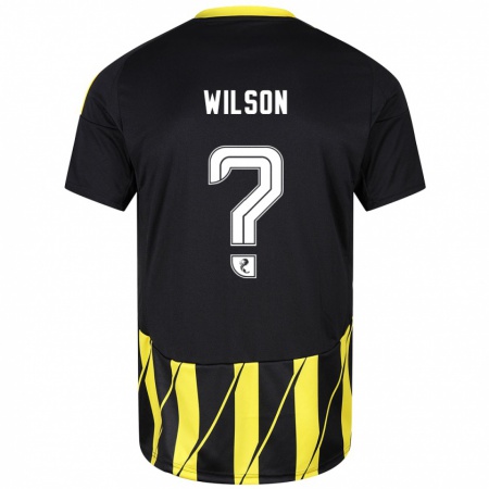 Kandiny Gyermek Cameron Wilson #0 Fekete Sárga Idegenbeli Jersey 2024/25 Mez Póló Ing