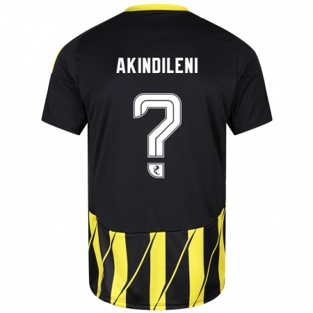 Kandiny Gyermek Timothy Akindileni #0 Fekete Sárga Idegenbeli Jersey 2024/25 Mez Póló Ing