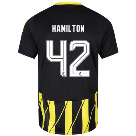 Kandiny Gyermek Brendan Hamilton #42 Fekete Sárga Idegenbeli Jersey 2024/25 Mez Póló Ing