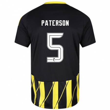 Kandiny Gyermek Donna Paterson #5 Fekete Sárga Idegenbeli Jersey 2024/25 Mez Póló Ing