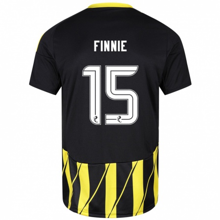 Kandiny Gyermek Maddison Finnie #15 Fekete Sárga Idegenbeli Jersey 2024/25 Mez Póló Ing