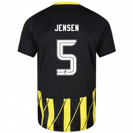 Kandiny Gyermek Richard Jensen #5 Fekete Sárga Idegenbeli Jersey 2024/25 Mez Póló Ing