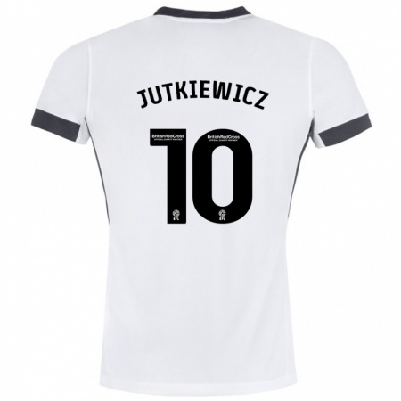 Kandiny Gyermek Lukas Jutkiewicz #10 Fehér Fekete Idegenbeli Jersey 2024/25 Mez Póló Ing