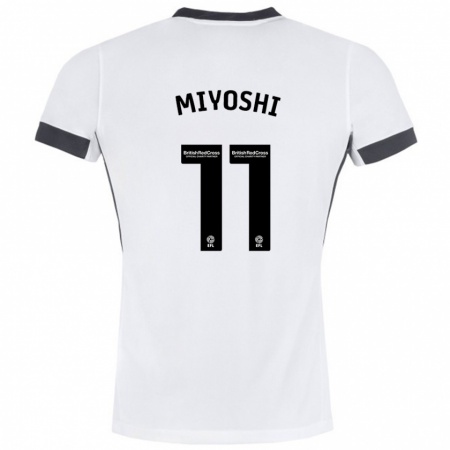 Kandiny Gyermek Koji Miyoshi #11 Fehér Fekete Idegenbeli Jersey 2024/25 Mez Póló Ing