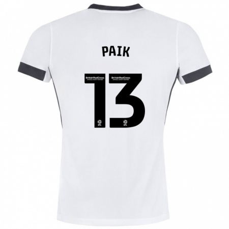 Kandiny Gyermek Seung-Ho Paik #13 Fehér Fekete Idegenbeli Jersey 2024/25 Mez Póló Ing