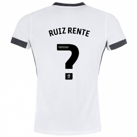 Kandiny Gyermek Álvaro Ruiz Rente #0 Fehér Fekete Idegenbeli Jersey 2024/25 Mez Póló Ing