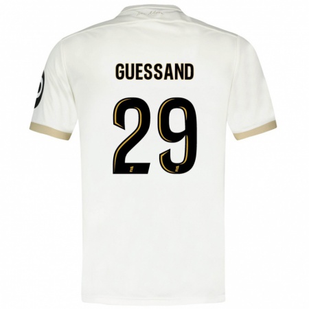 Kandiny Gyermek Evann Guessand #29 Fehér Arany Idegenbeli Jersey 2024/25 Mez Póló Ing