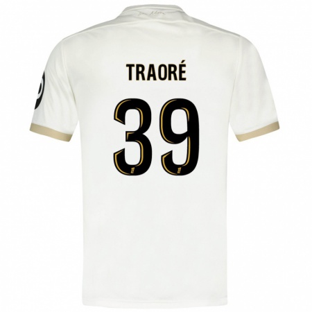 Kandiny Gyermek Daouda Traoré #39 Fehér Arany Idegenbeli Jersey 2024/25 Mez Póló Ing