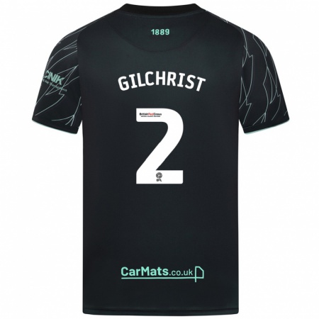 Kandiny Gyermek Alfie Gilchrist #2 Fekete Zöld Idegenbeli Jersey 2024/25 Mez Póló Ing