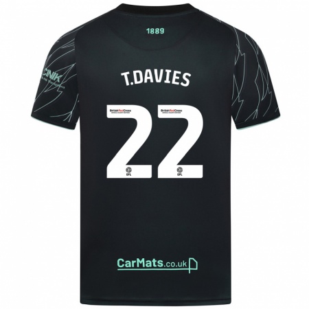 Kandiny Gyermek Tom Davies #22 Fekete Zöld Idegenbeli Jersey 2024/25 Mez Póló Ing