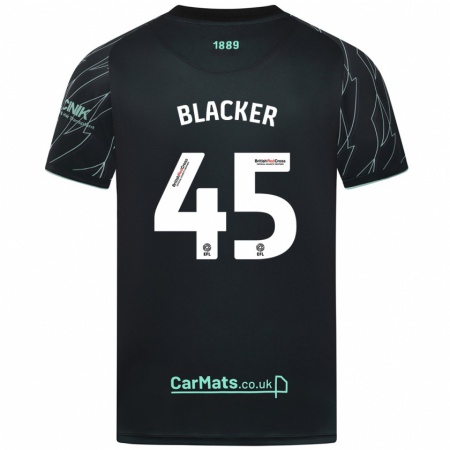 Kandiny Gyermek Billy Blacker #45 Fekete Zöld Idegenbeli Jersey 2024/25 Mez Póló Ing