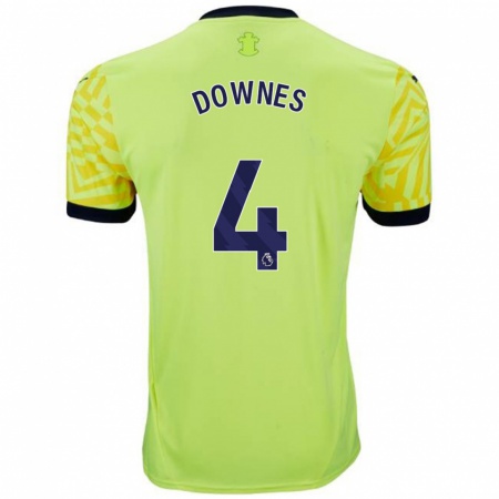 Kandiny Gyermek Flynn Downes #4 Sárga Idegenbeli Jersey 2024/25 Mez Póló Ing