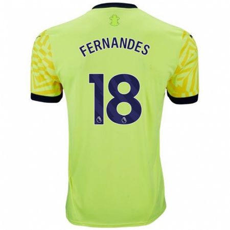 Kandiny Gyermek Mateus Fernandes #18 Sárga Idegenbeli Jersey 2024/25 Mez Póló Ing