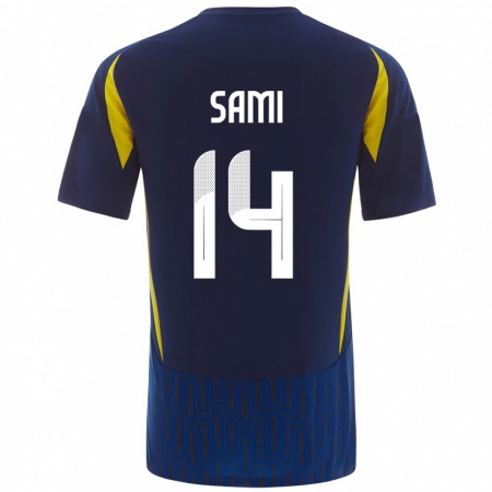 Kandiny Gyermek Sami Al-Najei #14 Kék Sárga Idegenbeli Jersey 2024/25 Mez Póló Ing