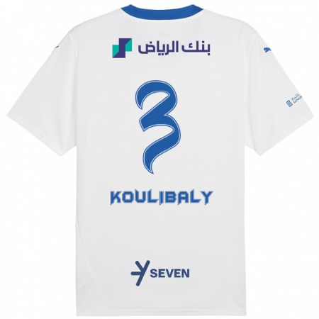 Kandiny Gyermek Kalidou Koulibaly #3 Fehér Kék Idegenbeli Jersey 2024/25 Mez Póló Ing