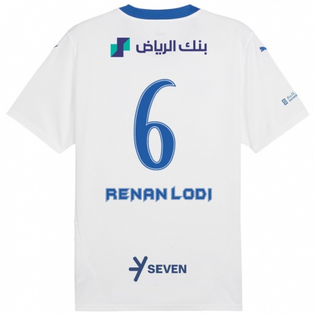 Kandiny Gyermek Renan Lodi #6 Fehér Kék Idegenbeli Jersey 2024/25 Mez Póló Ing