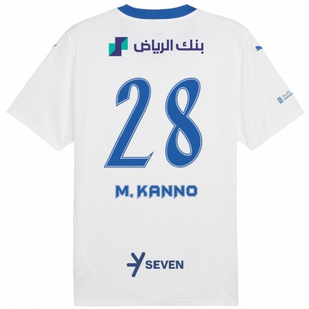 Kandiny Gyermek Mohamed Kanno #28 Fehér Kék Idegenbeli Jersey 2024/25 Mez Póló Ing