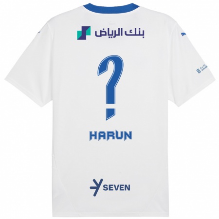 Kandiny Gyermek Saud Harun #0 Fehér Kék Idegenbeli Jersey 2024/25 Mez Póló Ing