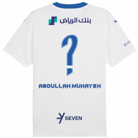 Kandiny Gyermek Mohammed Abdullah Muhaysh #0 Fehér Kék Idegenbeli Jersey 2024/25 Mez Póló Ing