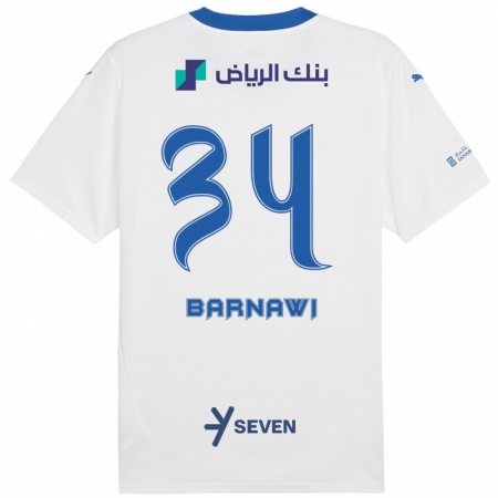 Kandiny Gyermek Saleh Barnawi #34 Fehér Kék Idegenbeli Jersey 2024/25 Mez Póló Ing