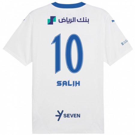 Kandiny Gyermek Zakia Salih #10 Fehér Kék Idegenbeli Jersey 2024/25 Mez Póló Ing