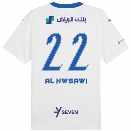 Kandiny Gyermek Shorouq Al-Hwsawi #22 Fehér Kék Idegenbeli Jersey 2024/25 Mez Póló Ing