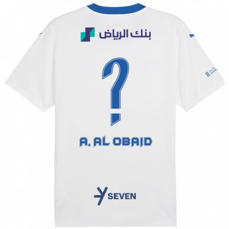 Kandiny Gyermek Abdulrahman Al-Obaid #0 Fehér Kék Idegenbeli Jersey 2024/25 Mez Póló Ing