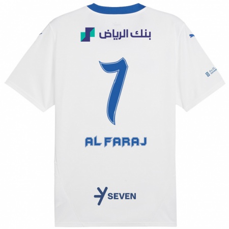 Kandiny Gyermek Salman Al-Faraj #7 Fehér Kék Idegenbeli Jersey 2024/25 Mez Póló Ing