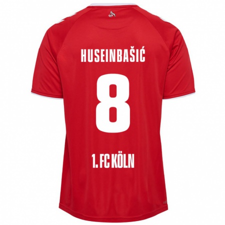 Kandiny Gyermek Denis Huseinbasic #8 Piros Fehér Idegenbeli Jersey 2024/25 Mez Póló Ing