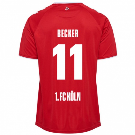 Kandiny Gyermek Marlon Becker #11 Piros Fehér Idegenbeli Jersey 2024/25 Mez Póló Ing