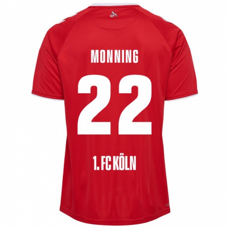 Kandiny Gyermek Marlon Monning #22 Piros Fehér Idegenbeli Jersey 2024/25 Mez Póló Ing