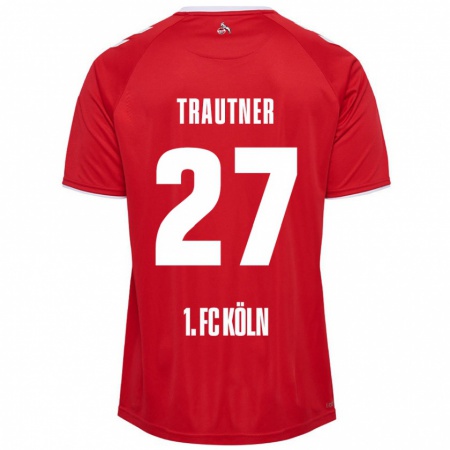 Kandiny Gyermek Tobias Trautner #27 Piros Fehér Idegenbeli Jersey 2024/25 Mez Póló Ing