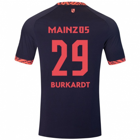 Kandiny Gyermek Jonathan Burkardt #29 Kék Korall Vörös Idegenbeli Jersey 2024/25 Mez Póló Ing