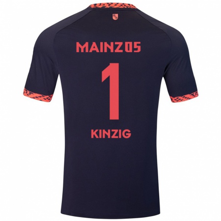 Kandiny Gyermek Maximilian Kinzig #1 Kék Korall Vörös Idegenbeli Jersey 2024/25 Mez Póló Ing