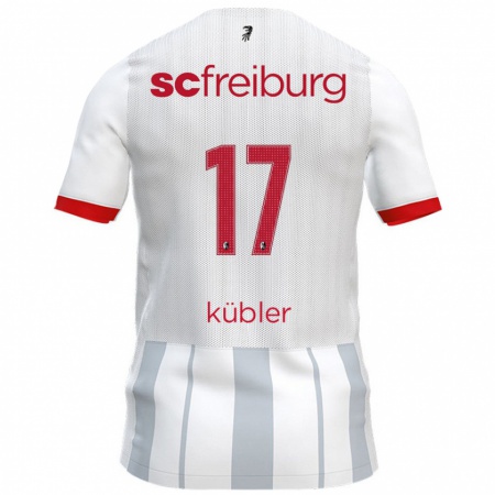 Kandiny Gyermek Lukas Kübler #17 Fehér Szürke Idegenbeli Jersey 2024/25 Mez Póló Ing