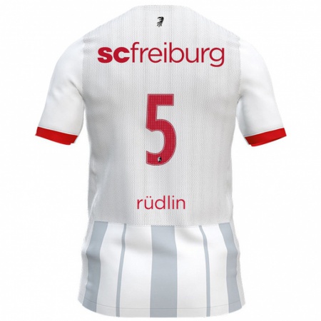 Kandiny Gyermek Fabian Rüdlin #5 Fehér Szürke Idegenbeli Jersey 2024/25 Mez Póló Ing