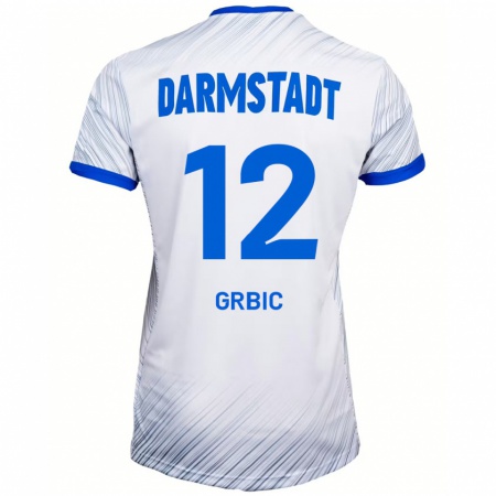 Kandiny Gyermek Viktor Grbic #12 Fehér Kék Idegenbeli Jersey 2024/25 Mez Póló Ing