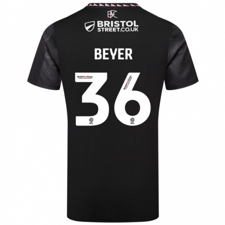 Kandiny Gyermek Jordan Beyer #36 Fekete Idegenbeli Jersey 2024/25 Mez Póló Ing