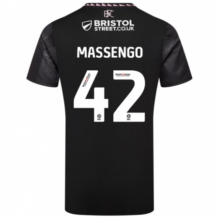 Kandiny Gyermek Han-Noah Massengo #42 Fekete Idegenbeli Jersey 2024/25 Mez Póló Ing