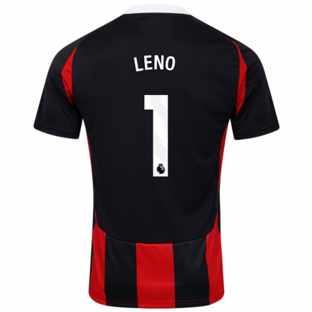 Kandiny Gyermek Bernd Leno #1 Fekete Piros Idegenbeli Jersey 2024/25 Mez Póló Ing