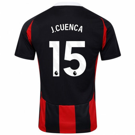 Kandiny Gyermek Jorge Cuenca #15 Fekete Piros Idegenbeli Jersey 2024/25 Mez Póló Ing