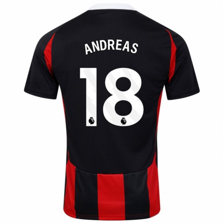 Kandiny Gyermek Andreas Pereira #18 Fekete Piros Idegenbeli Jersey 2024/25 Mez Póló Ing