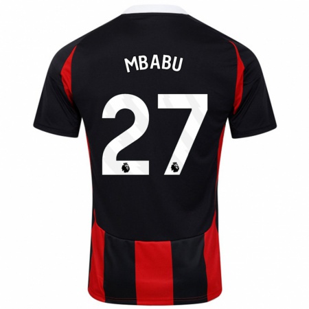 Kandiny Gyermek Kevin Mbabu #27 Fekete Piros Idegenbeli Jersey 2024/25 Mez Póló Ing