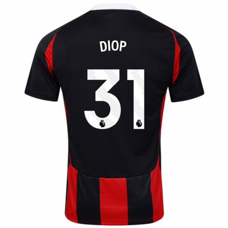 Kandiny Gyermek Issa Diop #31 Fekete Piros Idegenbeli Jersey 2024/25 Mez Póló Ing