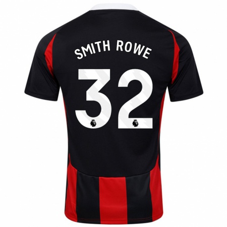 Kandiny Gyermek Emile Smith Rowe #32 Fekete Piros Idegenbeli Jersey 2024/25 Mez Póló Ing