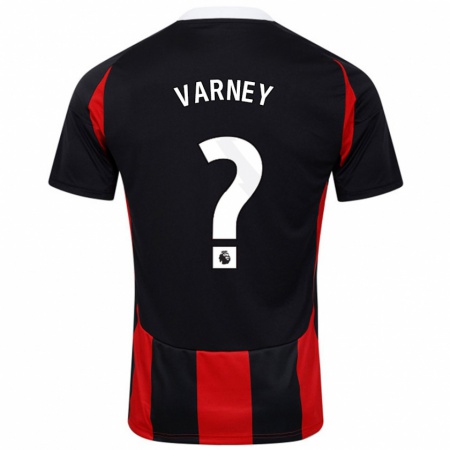 Kandiny Gyermek Oscar Varney #0 Fekete Piros Idegenbeli Jersey 2024/25 Mez Póló Ing