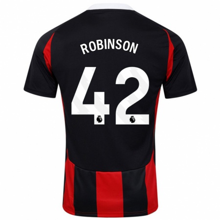 Kandiny Gyermek Charlie Robinson #42 Fekete Piros Idegenbeli Jersey 2024/25 Mez Póló Ing