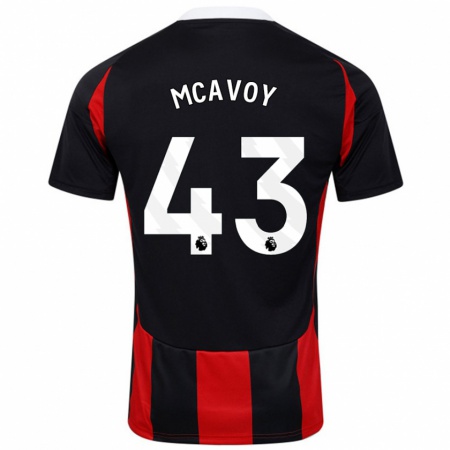 Kandiny Gyermek Connor Mcavoy #43 Fekete Piros Idegenbeli Jersey 2024/25 Mez Póló Ing